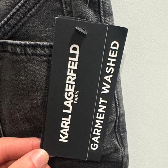 Karl Lagerfeld Button Fly Skinny Jeans NWT Sz 2 Charcoal - Picture 3 of 6